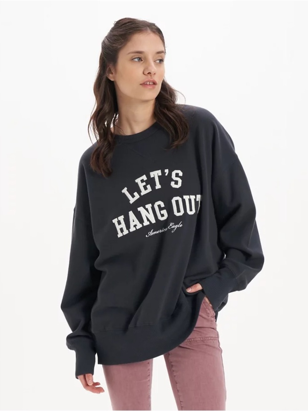American Eagle oversized sweatshirt LETS HANG OUT